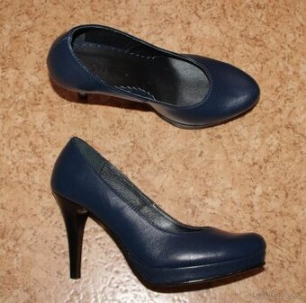 Tmavě modré kožené lodičky v. 37 značka Stival