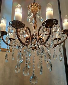 Starožitný křišťálový lustr,  lustřík, osvětlení - 1