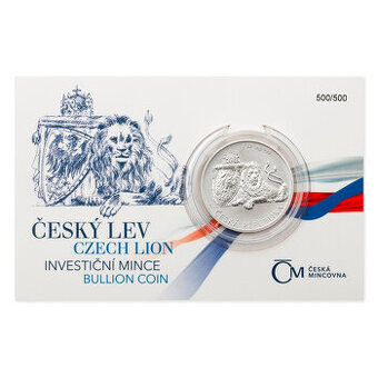 KOUPÍM minci ČESKÝ LEV 2017 číslovaná BLISTR