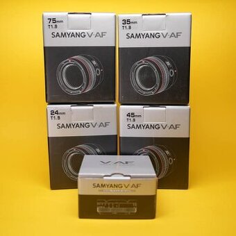 Samyang V-AF set | 24 | 35 | 45 | 75 + Manual focus adaptér