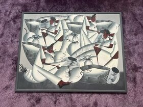 obraz z Karibiku originál olej na plátně velký 100x77 Cm