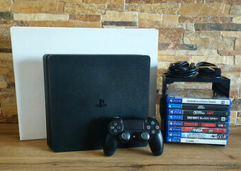 PS4 Slim 500GB + 8her + stojan na hry + duální nabíječka