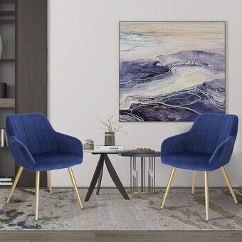 Nové párové křesílka, modrá, samet