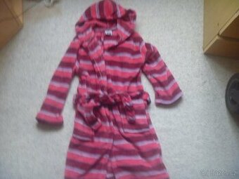 červený pruhovaný froté župan vel. 6-8 let