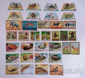 Známky Afrika 34 ks Tanzánie Burundi Zair Kongo Guinea
