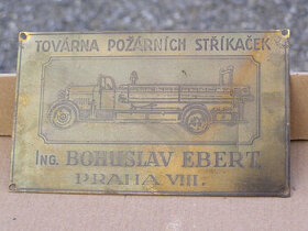 Prodám štítek z hasičské stříkačky Ebert - 1