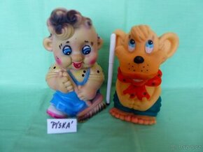 RETRO GUMOVÉ PÍSKACÍ HRAČKY Vl - 7 kusů