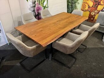 NOVÝ Luxusní jídelní set Masivní stůl se 6 křeslami