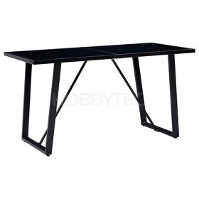 Jídelní stůl černý, 140 x 70 x 75 cm, tvrzené sklo,kov, nový