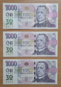 1000Kč s přítiskem