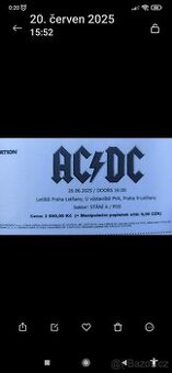 Lístek na AC/DC Praha Letňany zóna A