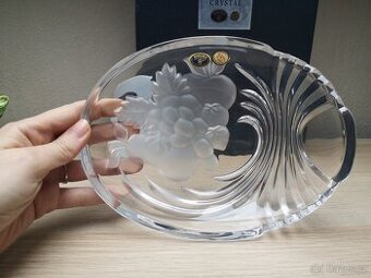 Křišťálová mísa Bohemia Crystal – broušený dekor ovoce, nová