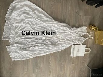 Calvin klein bile saty dlouhé damske maxi 38