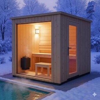 Moderní venkovní sauna ze severského smrku 2400mm × 1950mm