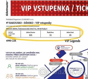 VIP vstupenky MS Hokej  Praha 11.5 AUT-DEN, NOR-CZE
