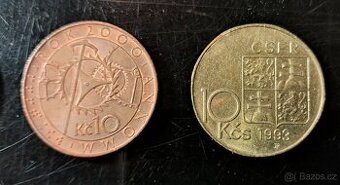 České 10tikoruny a 20tikoruny