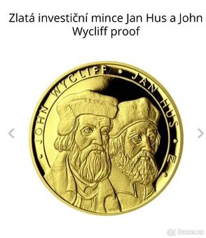 Zlato / zlatou minci 2oz Jan Hus proof