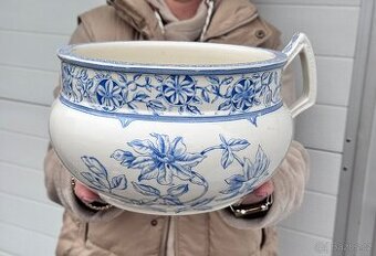 Velká fajánsová nádoba nočník Clematis plamének Francie, 19.