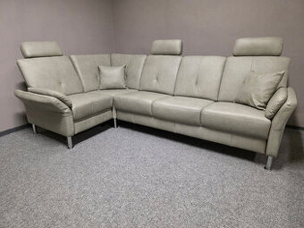 Nová značková kožená rohová sedačka OELSA šedá