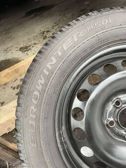 15" plechové disky 5x100 R15 VW, škoda...pneu zimní 90%