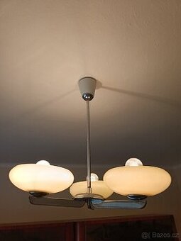 Retro lustr Brusel styl, 3 ramena, opálové sklo