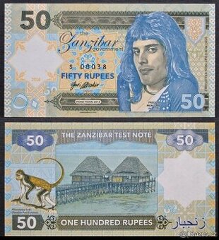 SET bankovek ZANZIBAR 50 + 100 + 1000 Rupees FREDDIE MERCURY - 1