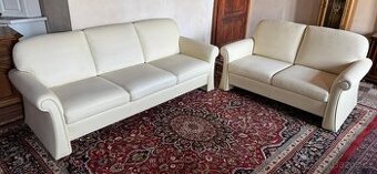 Krémová kožená sedací souprava 3+2,5657