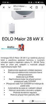 Prodám plynový kondenzační kotel Immergas eolo 28kw kotel