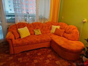 rohová rozkládací sedací souprava+křeslo