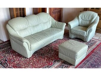 Luxusní kožená sedací souprava 3+1+taburet,1900