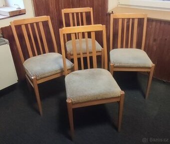 Dřevěné židle s čalouněným sedákem 4 kusy