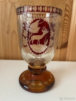 Nádherný starožitný pohár s mysliveckým motivem