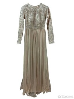 Světlé dlouhé plesové / svatební šaty vel. 36