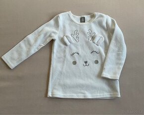 Bílá dívčí vánoční fleecová mikina se sobem vel. 92/98