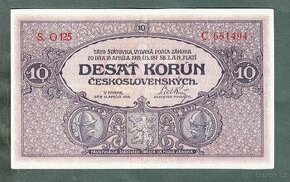 Staré bankovky 10 korun 1919 pěkný stav 