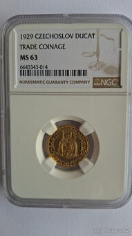 svatováclavský dukát 1929, NGC MS 63, vzácný ročník,