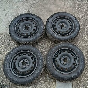 4 plechové disky 14" 4x108 s celoročními pneu