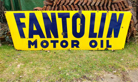Fantolin Motor Oil - stará velká smaltovaná cedule , 2,5m