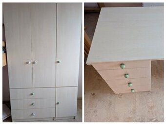 Dětský nábytkový set – stůl, skříně, knihovna – zánovní