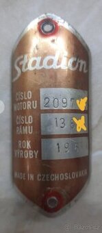 Štítek Stadion S1 S11 S22 originál 1961 