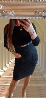 Just Woman černé copánkové svetrové šaty