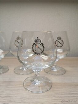 Sada 6 sklenek na koňak / brandy – Napoleon styl, zlatý lem
