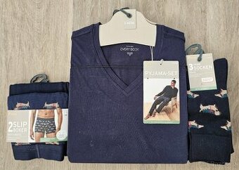 Pyjamový set, 2x boxerky a 3x ponožky - nové