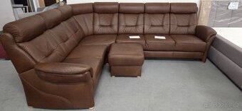 Rohová sedačka + taburet. Pravá kůže/Echt Ledet