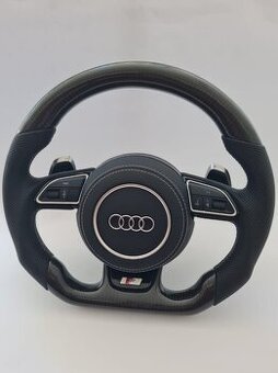 AUDI carbon/perforovaný volant s MULTIFUNKCIOU a F1 pádlami