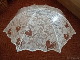 Transparentní krajkový svatební romantický deštník manuální