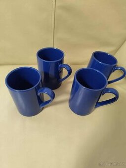 Sada 4 modrých keramických hrnečků