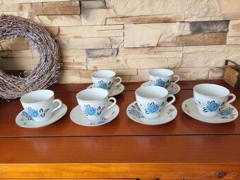 SOUPRAVA KÁVOVÁ S MODROU RŮŽIČKOU- KRÁSNÁ