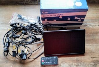 LED solární řetěz s žárovkami, 10x E12 LED