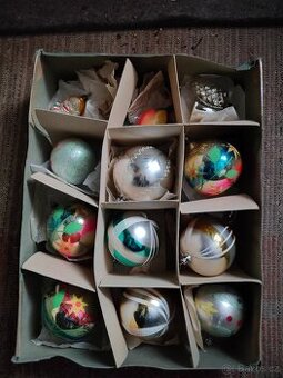 Vánoční retro skleněné ozdoby